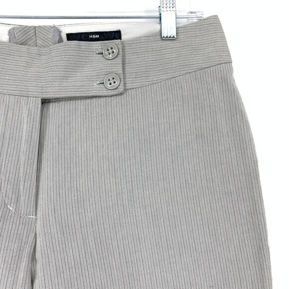 Y2K H&M Women's Size 10 Striped Straight Leg Gray Dress Pants - Picture 3 of 6